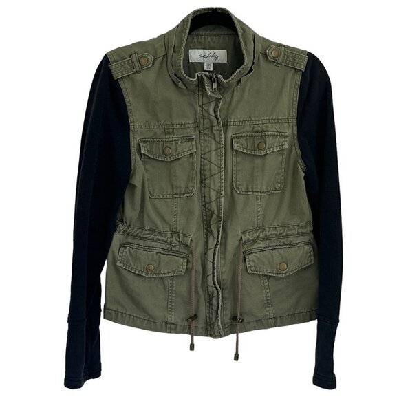 Sebby Military Utility Jacket Sweatshirt Medium Olive Army Green 90s Grunge - Picture 1 of 16